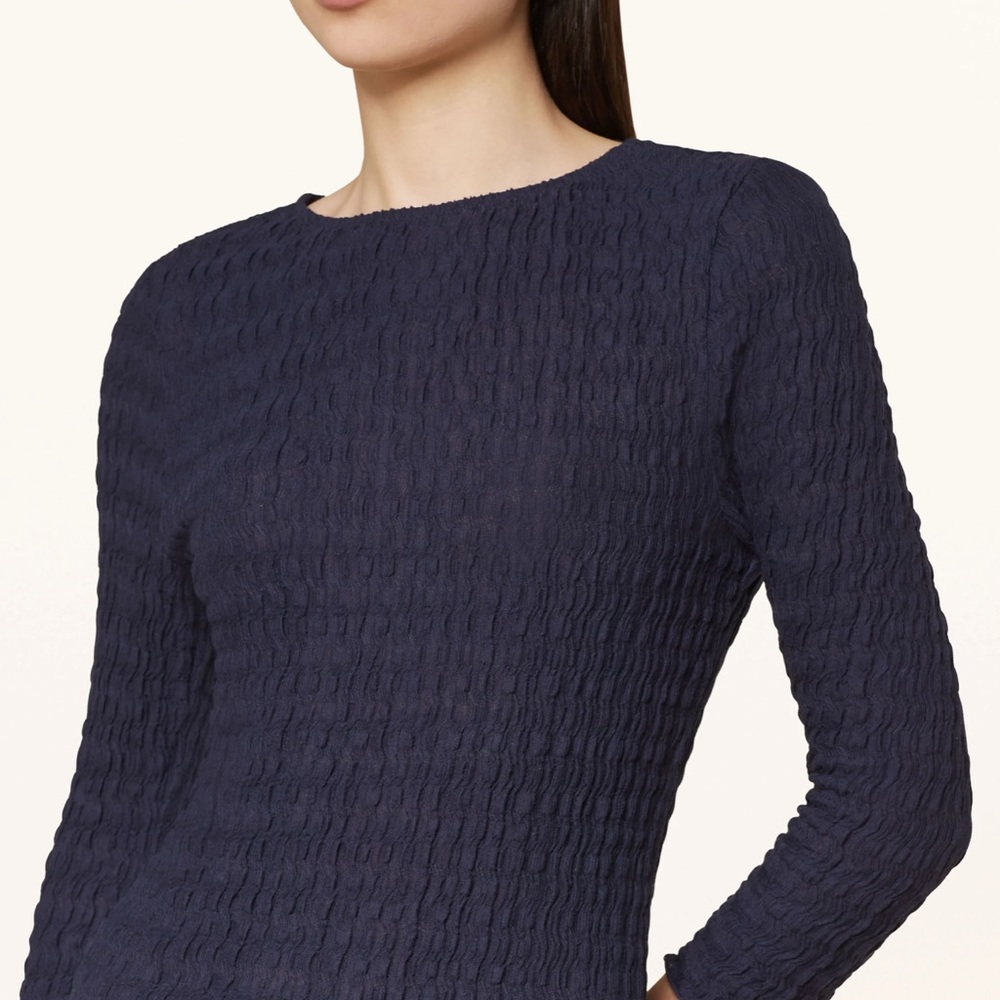 Elegant Navy Blue Textured Women's Top